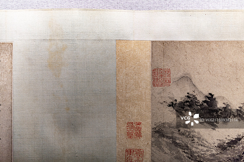 南京博物院明董其昌纸本墨笔昇山图卷图片素材