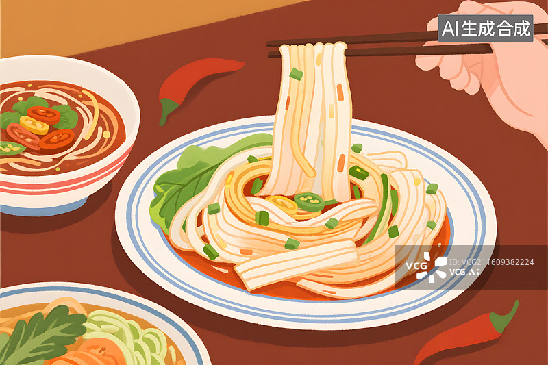 【AI数字艺术】陕西凉皮插画图片素材