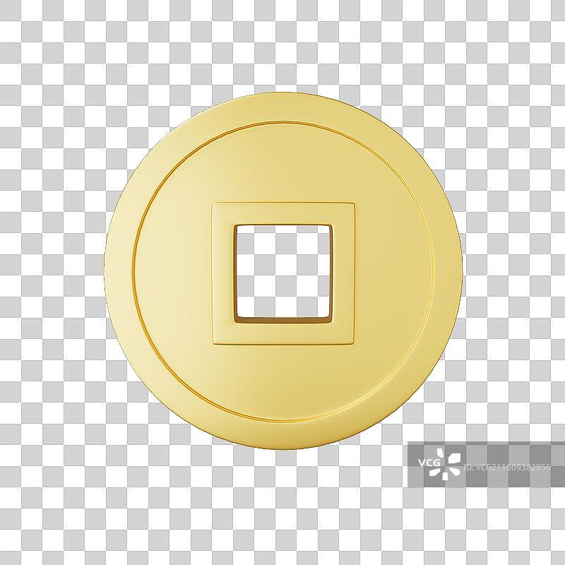方孔金币三维渲染模型图片素材