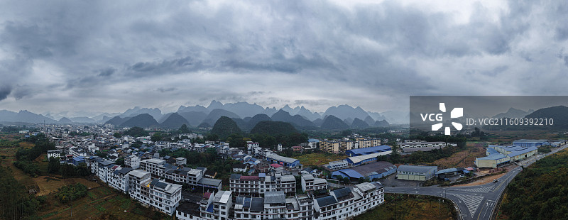 航拍广西桂林永福县百寿镇风光图片素材