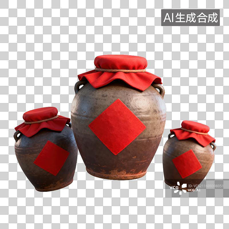 【AI数字艺术】3D二十四节气立冬轻拟物黄酒酒坛元素图片素材