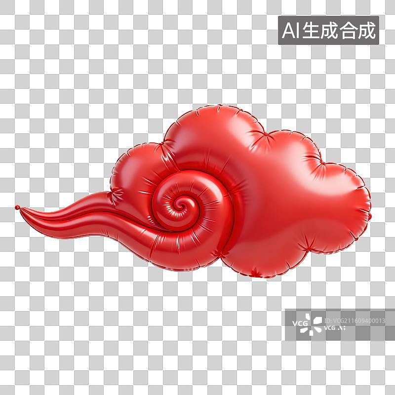 【AI数字艺术】3D三维膨胀气球风格国风祥云元素图片素材