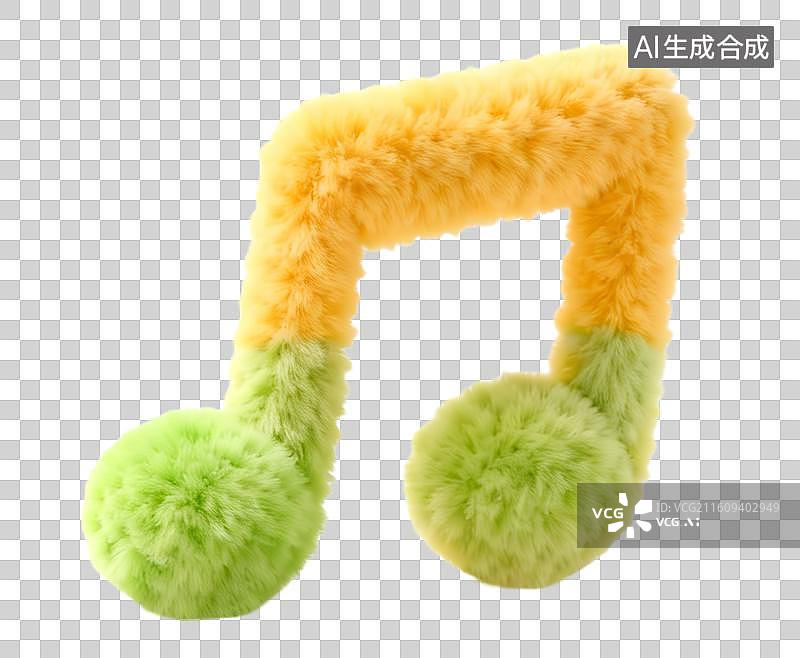 【AI数字艺术】毛绒质感的3D插画 音乐符号图片素材