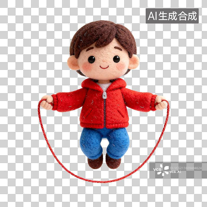 【AI数字艺术】可爱毛毡风儿童活动元素建模图片素材