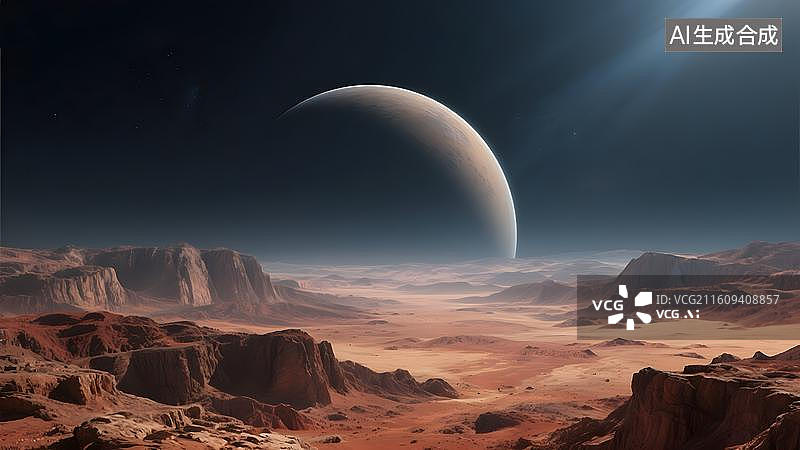 【AI数字艺术】3D外星地貌科技感天体星球背景图片素材