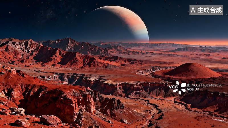 【AI数字艺术】外星地貌科技感天体星球背景图片素材