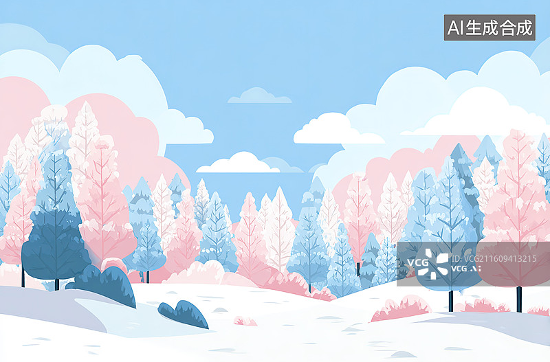 【AI数字艺术】雪景森林冬日风光图片素材