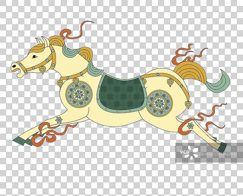 敦煌风格马年春节中国风插画图片素材