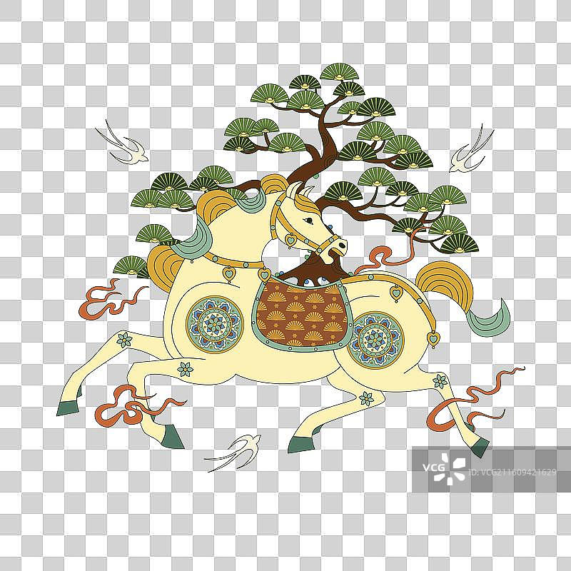 敦煌风马上轻松国风矢量插画图片素材