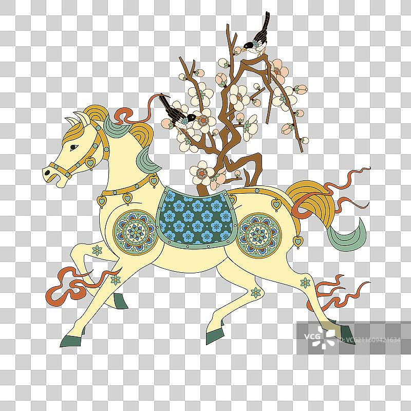 敦煌风马上有喜国风矢量插画图片素材