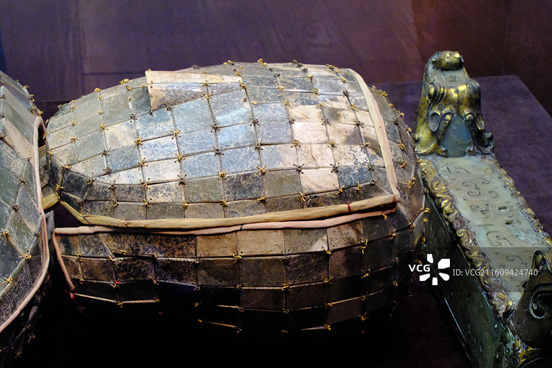 河北博物院刘胜金缕玉衣。西汉国宝文物图片素材