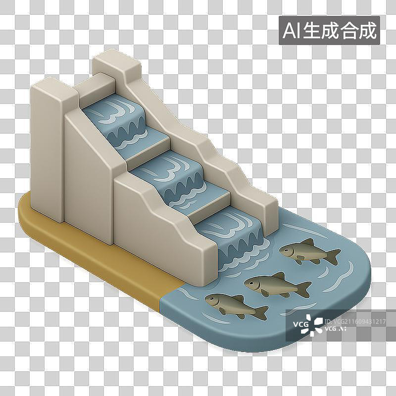【AI数字艺术】鱼梯水坝图片素材