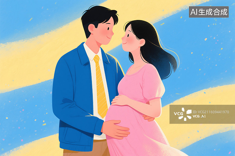 【AI数字艺术】青年夫妇关爱照顾怀孕孕妇家庭亲情幸福图片素材