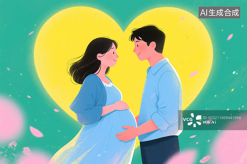 【AI数字艺术】青年夫妇关爱照顾怀孕孕妇家庭亲情幸福图片素材