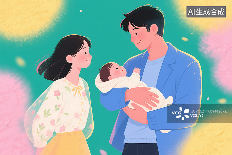 【AI数字艺术】家庭亲情亲子青年伴侣婴儿新生儿育儿幸福生活图片素材
