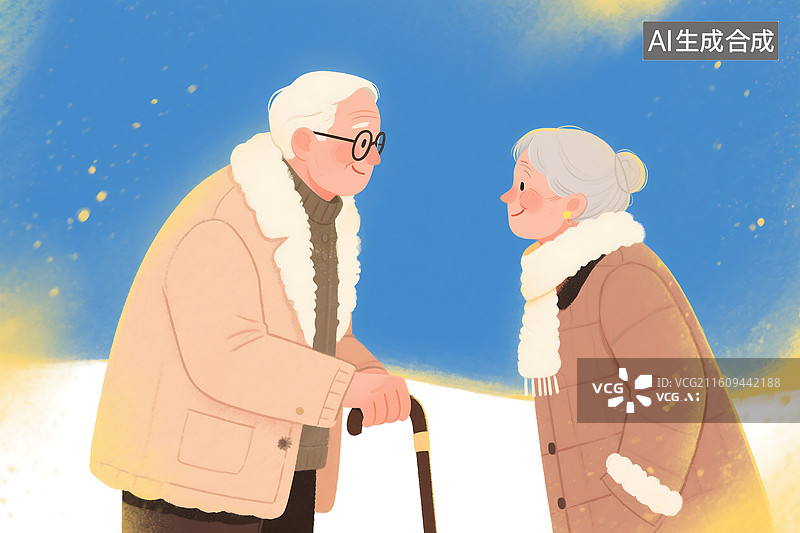 【AI数字艺术】老人老年人夫妇对视相伴爱情退休养老重阳节社会保险健康幸福生活图片素材