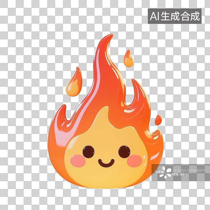 【AI数字艺术】3D渲染，卡通拟人火焰，燃烧，火苗，双十一，618，免抠元素图片素材