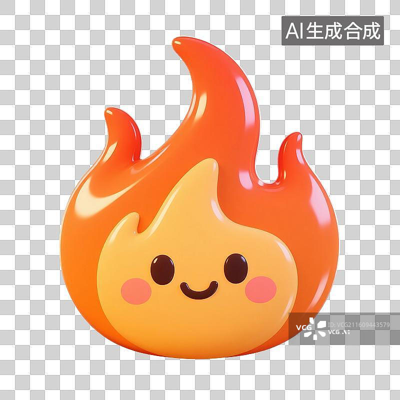 【AI数字艺术】3D渲染，卡通拟人火焰，燃烧，火苗，双十一，618，免抠元素图片素材