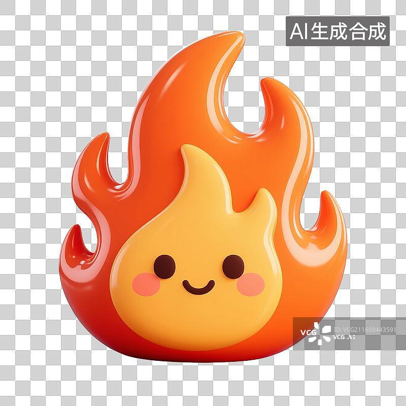 【AI数字艺术】3D渲染，卡通拟人火焰，燃烧，火苗，双十一，618，免抠元素图片素材