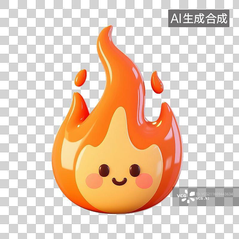【AI数字艺术】3D渲染，卡通拟人火焰，燃烧，火苗，双十一，618，免抠元素图片素材