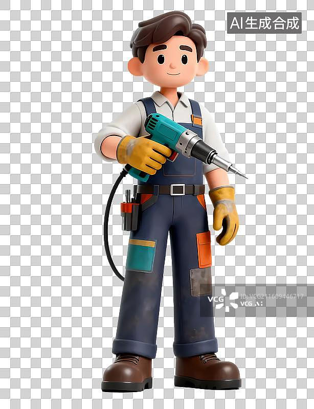 【AI数字艺术】卡通维修工人形象图片素材