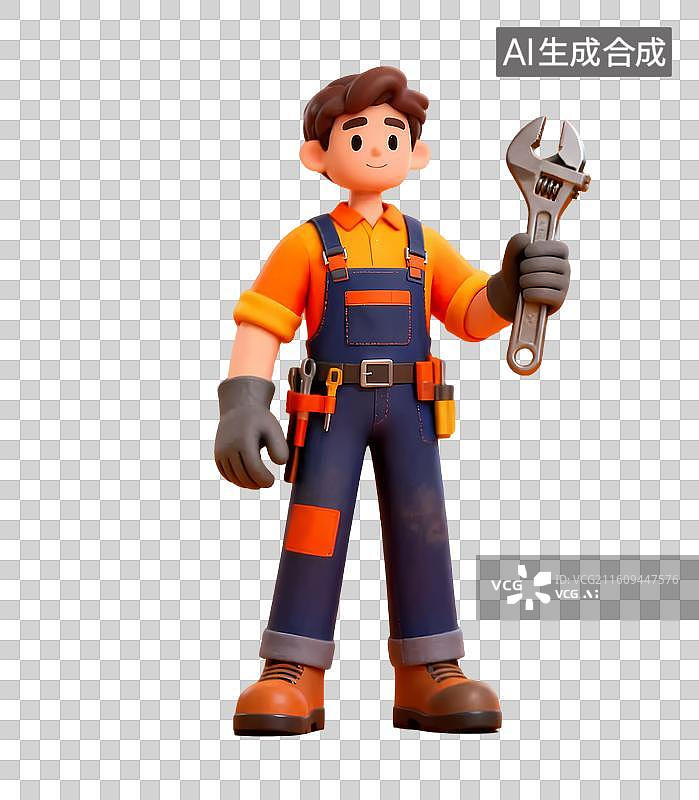 【AI数字艺术】卡通维修工人形象图片素材