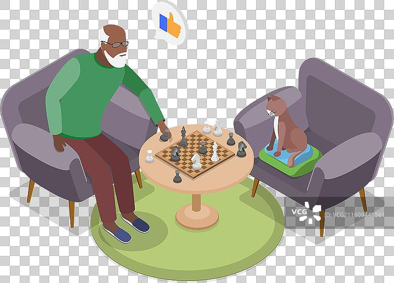 3D 等距平面图，描绘老年人图片素材