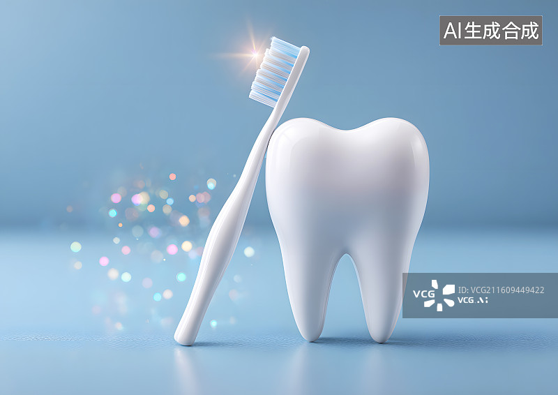 【AI数字艺术】洁白的牙齿和牙刷图片素材
