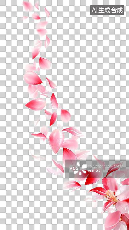 【AI数字艺术】樱花桃花飞舞花瓣浪漫免扣设计元素图片素材