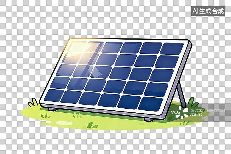 【AI数字艺术】卡通风格，一块太阳能电池板PNG格式的免扣元素图片素材