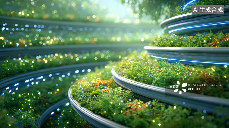 【AI数字艺术】螺旋绿植阶梯图片素材