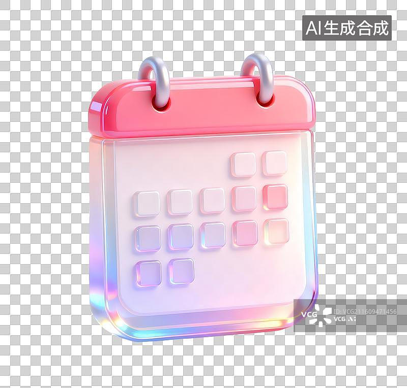 【AI数字艺术】AIGC：3D玻璃材质果冻风格 日历日程个人备忘录，设计元素，免抠图图片素材