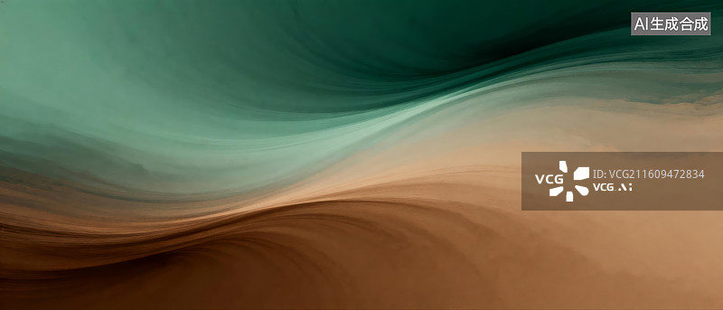 【AI数字艺术】绿褐交织的抽象波浪图案图片素材