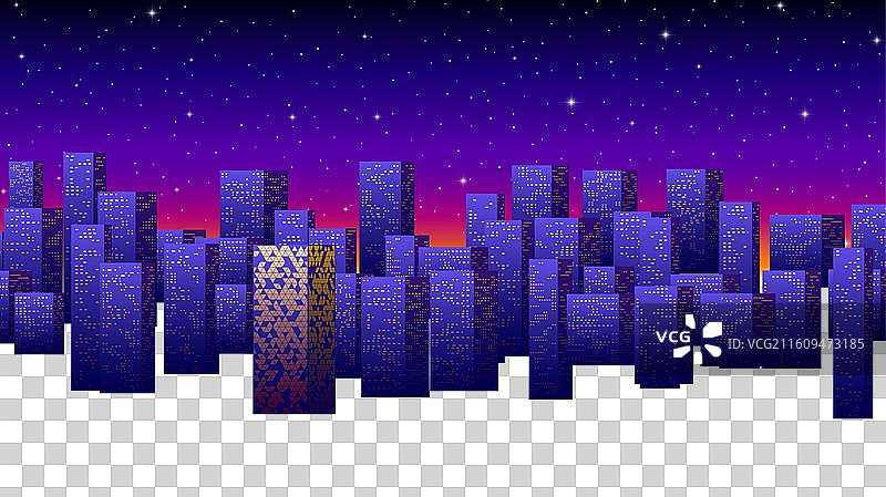 霓虹都市景观，合成波或80年代风格图片素材