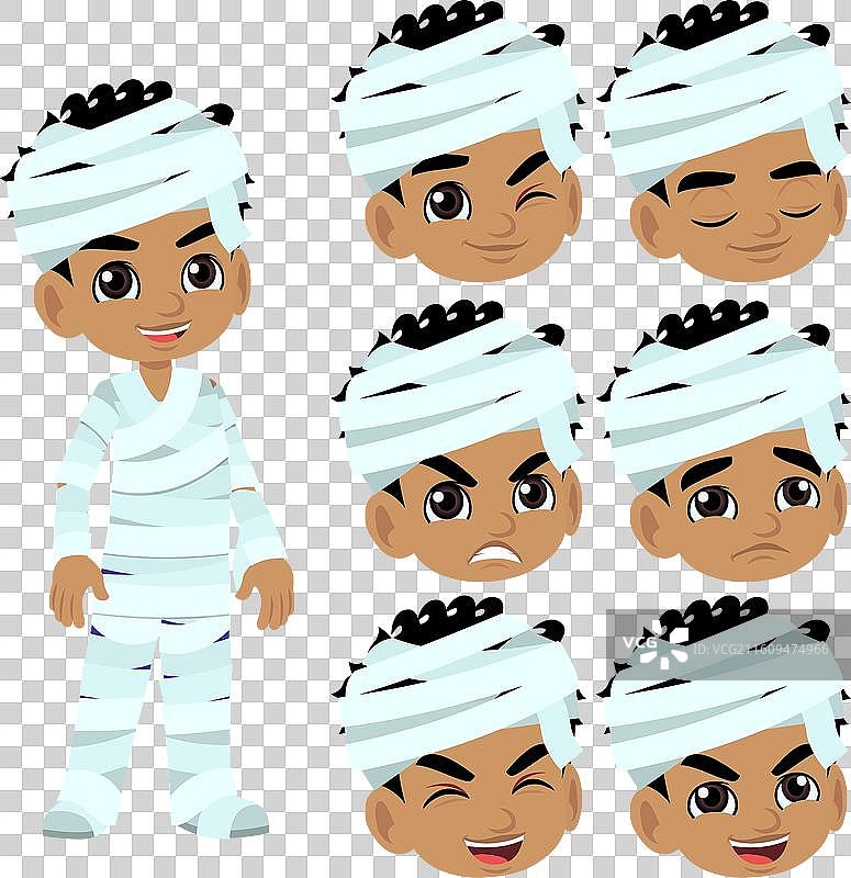 万圣节派对上穿着木乃伊服装的男孩图片素材