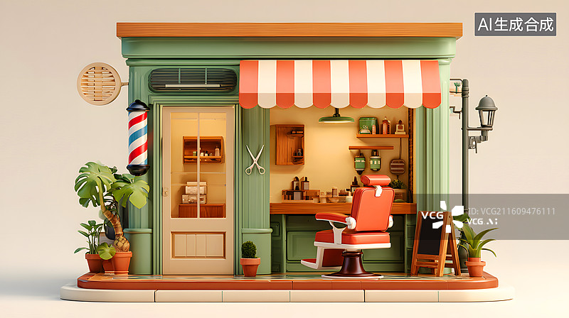【AI数字艺术】理发店发廊店铺图片素材