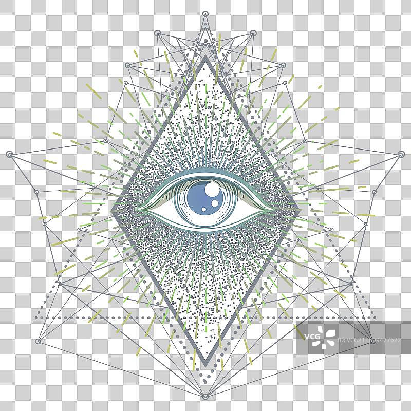 带有全视之眼的宇宙几何符号图片素材
