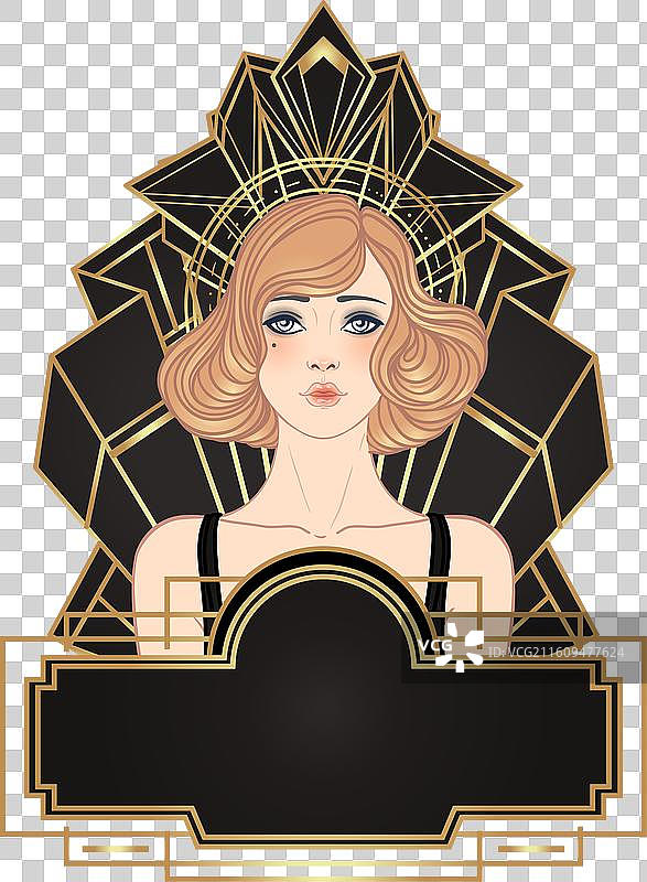 装饰艺术复古请柬模板设计图片素材