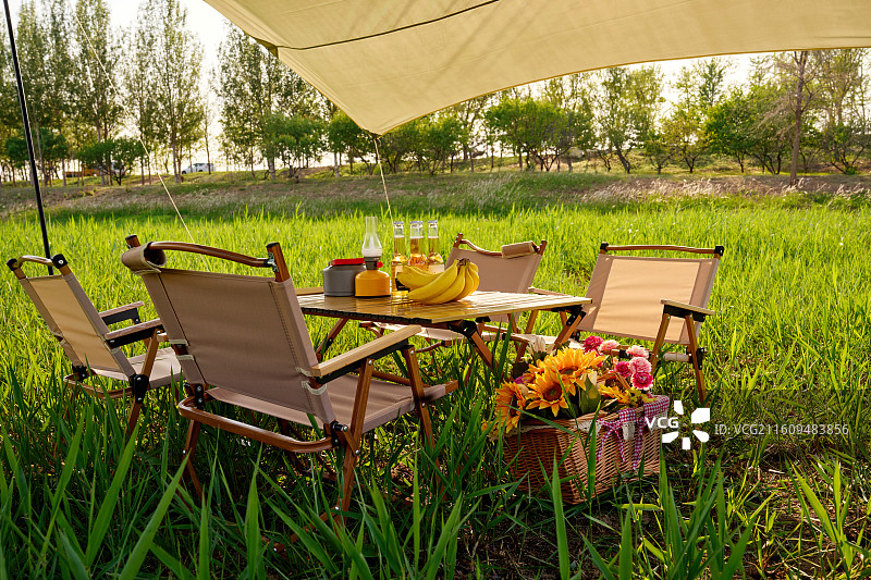 草地上的帐篷露营图片素材