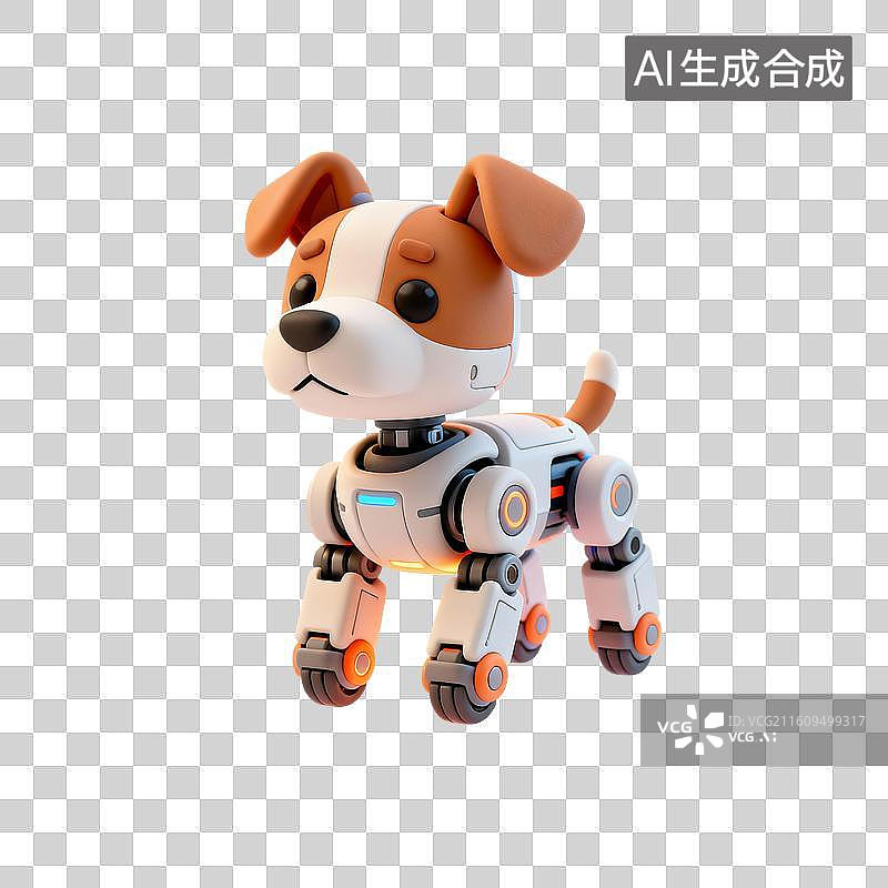 【AI数字艺术】3D渲染，机器狗，机器人，人工智能动物，未来科学技术，科技感动物，免抠元素图片素材