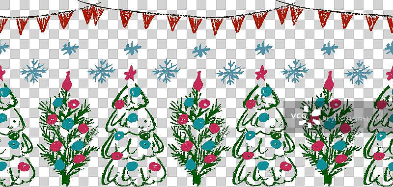 可爱的蜡笔无缝边框插画图片素材