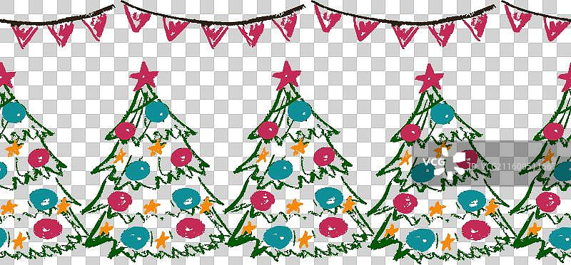 蜡笔绘制的可爱无缝边框插画图片素材