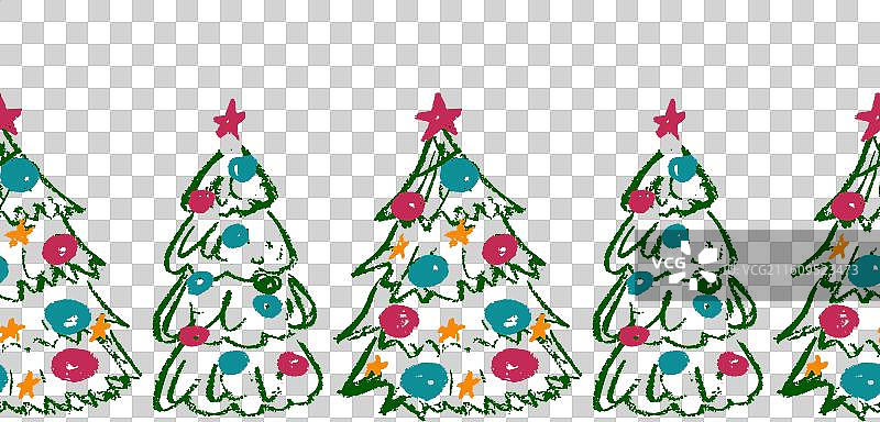 蜡笔绘制的可爱无缝边框插画图片素材