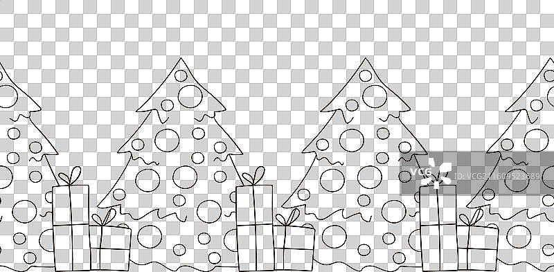 圣诞节和新年无缝边框着色图片素材