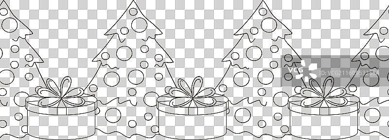 圣诞节和新年无缝边框着色图片素材