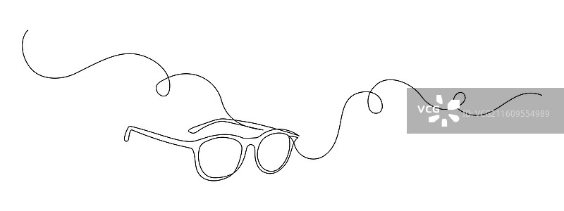 一副眼镜的连续线条画图片素材