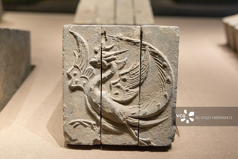 常州博物馆凤纹砖南朝(420~589年)  1976年常州浦前戚家村出土图片素材