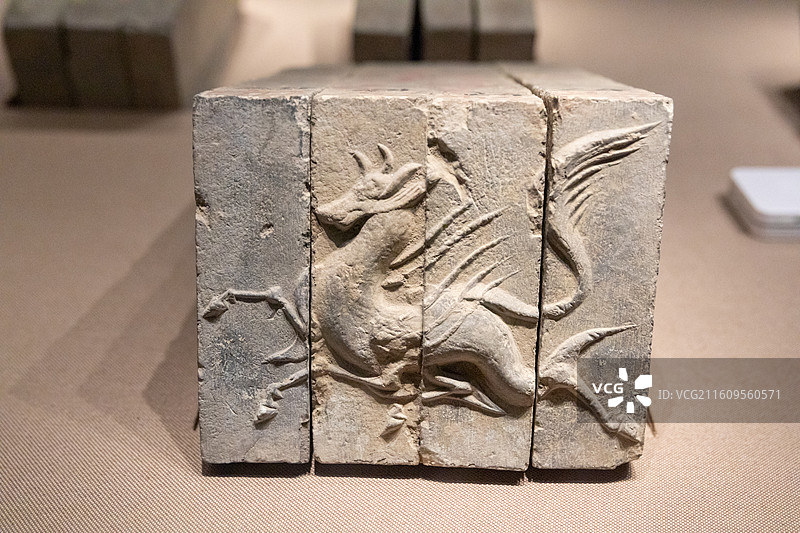 常州博物馆天禄纹砖  南朝(420~589年)  1976年常州浦前戚家村出土图片素材