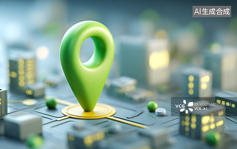 【AI数字艺术】一个绿色的地图定位标记图片素材