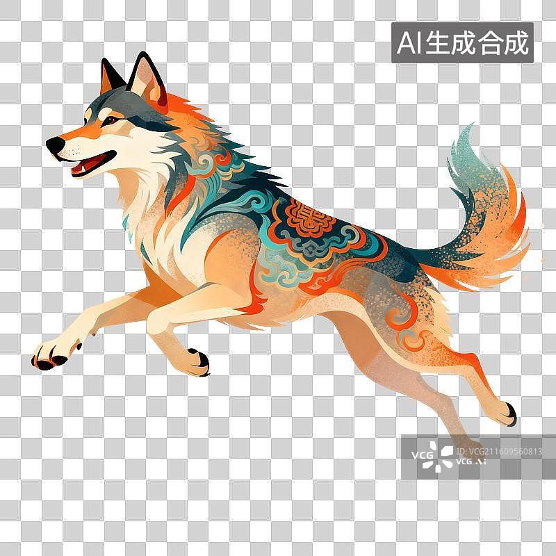【AI数字艺术】神兽狗节日插画图片素材